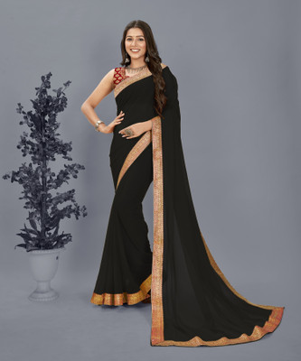Moda Rapido Embellished Bollywood Chiffon Saree(Black)