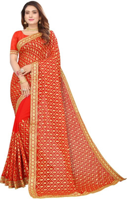 HouseOfCommon Woven Banarasi Jacquard Saree(Orange)