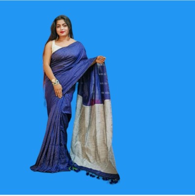 SaradaTextile Printed Daily Wear Cotton Blend Saree(Blue)