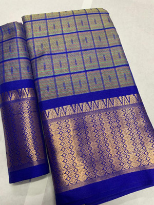 Fancy Fab Printed Dharmavaram Cotton Silk Saree(Blue)