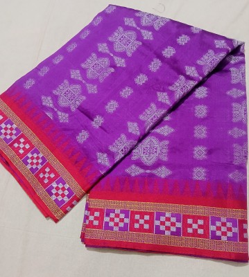 smr Temple Border, Embellished Sambalpuri Art Silk, Silk Blend Saree(Magenta)