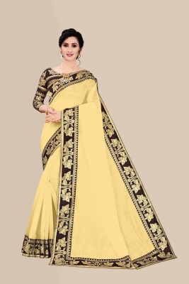 spyrom Embroidered Bollywood Chanderi Saree(Black, Cream)