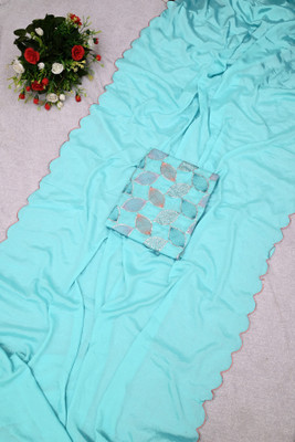 Julee Self Design Bollywood Chiffon Saree(Light Blue)