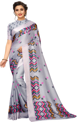 SHREE SOMANATH JARI Printed Bollywood Linen Saree(Grey)