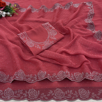 SHUBHDRASHTI NX Embellished Bollywood Organza Saree(Pink)