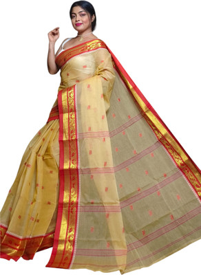 swarnajita Woven Handloom Pure Cotton Saree(White)