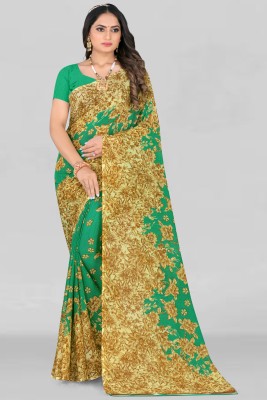 Leelavati Printed Daily Wear Georgette Saree(Light Green, Beige)