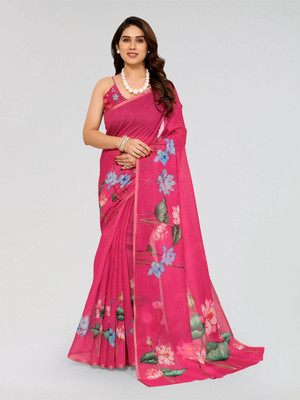 Moda Rapido Printed Bollywood Silk Blend Saree(Pink)