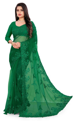 DEVKISONDESIGNER Self Design Bollywood Net Saree(Green)