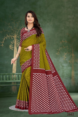 K SALIYA ENTERPRISE Printed Daily Wear Pure Cotton Saree(Multicolor)