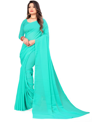 Moda Rapido Dyed, Ombre, Solid/Plain Daily Wear Georgette Saree(Blue)
