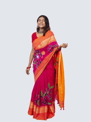 AngaShobha Self Design Garad Cotton Blend Saree(Pink)