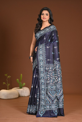 Ramshyam Collection Woven Handloom Pure Silk Saree(Light Blue)