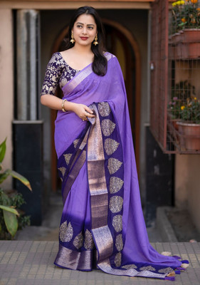 Tasrika Embellished Banarasi Georgette Saree(Purple)
