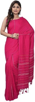 Oishani Saree Ghor Self Design Handloom Pure Cotton Saree(Pink)