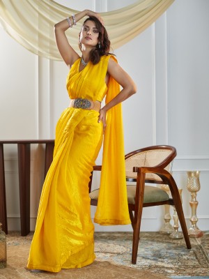 KASEE Self Design Bollywood Viscose Rayon Saree(Yellow)