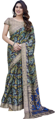 Priyashi Printed Bollywood Tussar Silk Saree(Black)