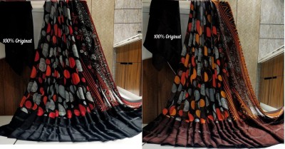 Sanjana Silk Printed Bollywood Georgette Saree(Pack of 2, Black)