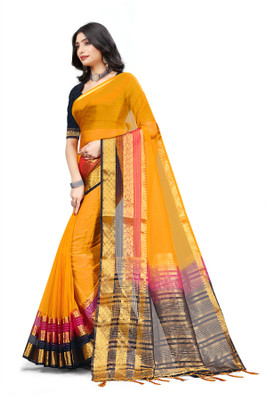 Aarunika IC Printed Bollywood Organza Saree(Yellow)