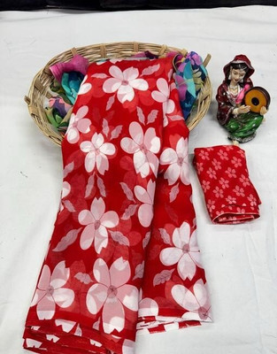 AARTI SELECTION Printed Bandhani Georgette Saree(Maroon)