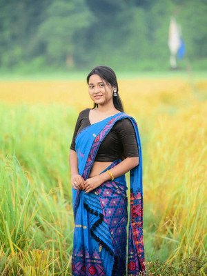 Sheden Lopez Creation Woven Mekhela Chador Cotton Blend Saree(Multicolor)