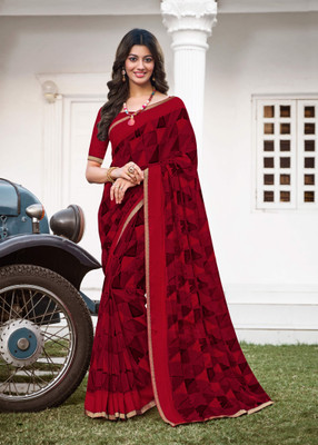 Laxmipati sarees Printed Bollywood Georgette Saree(Red)