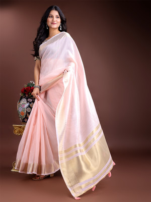 Tasrika Woven Kanjivaram Cotton Silk Saree(Pink)
