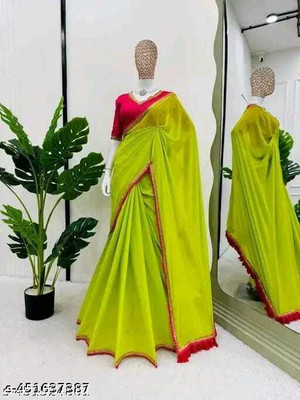 Dwarkeshhub Solid/Plain Bollywood Georgette Saree(Multicolor)
