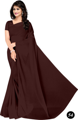 STAVA CREATION Solid/Plain Bollywood Georgette Saree(Maroon)