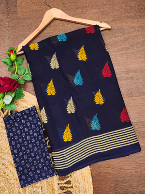 kashvi sarees Striped, Floral Print Daily Wear Georgette Saree(Dark Blue)