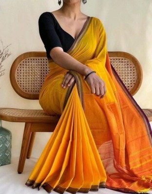 PALANDPALSAREE Woven Handloom Cotton Blend Saree(Yellow)