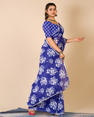 Virendra Textile Floral Print Bollywood Crepe Saree(Multicolor)