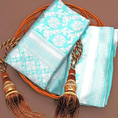 FEBMADNESS Printed Kanjivaram Cotton Blend, Pure Silk Saree(Beige)
