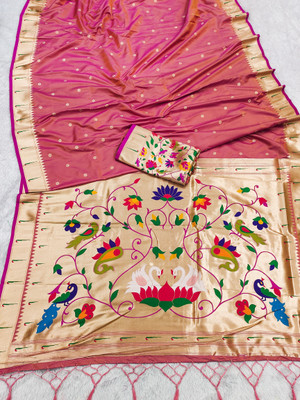 Spetila Woven Banarasi Jacquard, Pure Silk Saree(Pink)