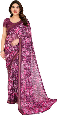Moda Rapido Floral Print Bollywood Georgette Saree(Magenta)