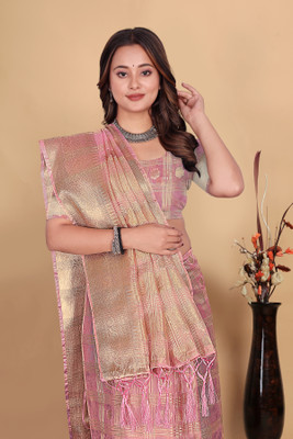 Aarunika MT Solid/Plain Bollywood Organza Saree(Pink)
