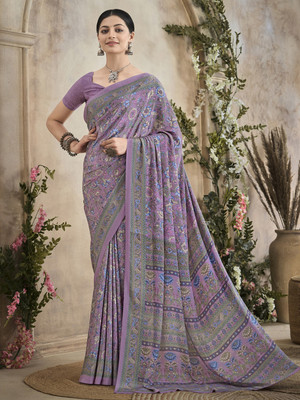Anouk Rustic Printed Daily Wear Crepe Saree(Purple)
