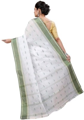 Maatara Fashion Textile Woven Handloom Cotton Blend Saree(Light Green)