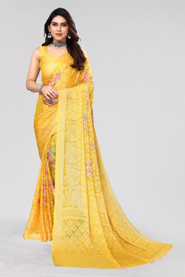 Winza Designer Woven Daily Wear Chiffon, Brasso Saree(Yellow)