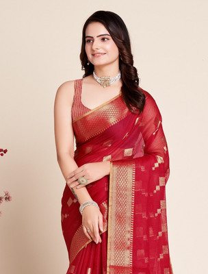SICHYAH Woven, Self Design Kota Doria Cotton Silk Saree(Red)