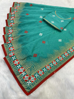 Radheradhey Printed Bollywood Silk Blend Saree(Light Blue)