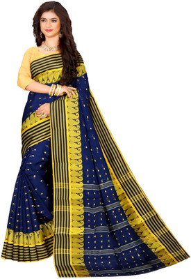 HouseOfCommon Self Design Tant Pure Cotton Saree(Multicolor)