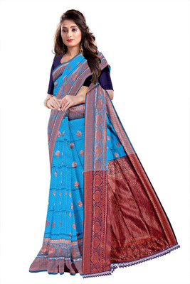 nirmal creation Woven Banarasi Silk Blend Saree(Multicolor)