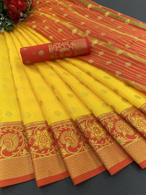 Doroly Temple Border Banarasi Jacquard Saree(Multicolor)