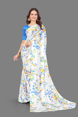 RoyalStittch Floral Print, Printed Daily Wear Georgette Saree(Multicolor, Grey)