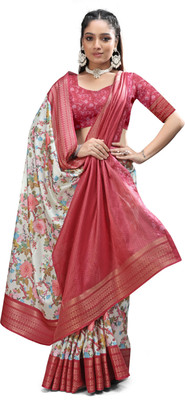 Rashmiwala Digital Print Floral Crepe Saree(Red)