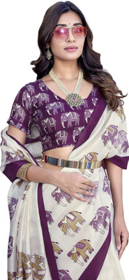 Priyashi Printed Bollywood Art Silk Saree(Purple)