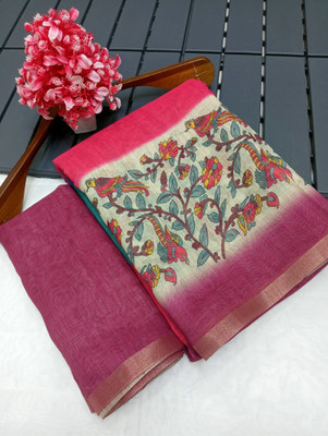 AARAANA Woven, Printed Kanjivaram Linen Saree(Multicolor)