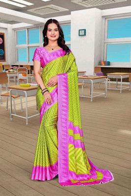Feminista Printed, Solid/Plain Daily Wear Crepe Saree(Light Green)