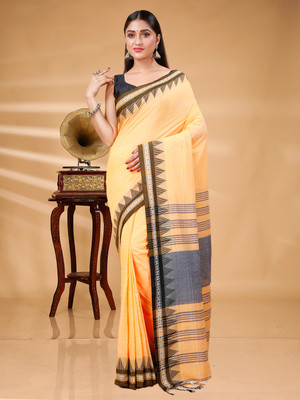 SRILOK Solid/Plain Handloom Pure Cotton Saree(Green)